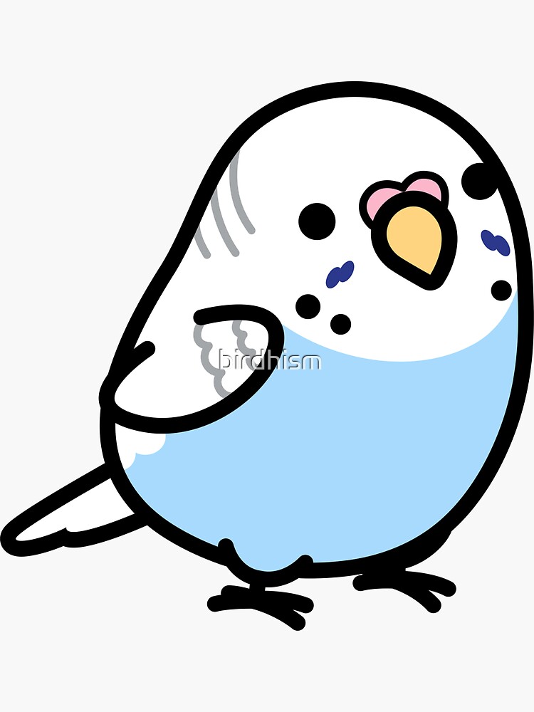 Chubby Sky Blue Yellow-headed Budgie Sticker for Sale by birdhism