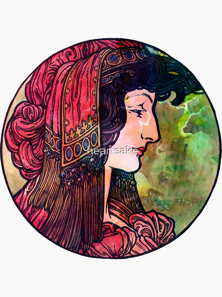 Artwork view, Belle Art Nouveau Lady designed and sold by heartsake