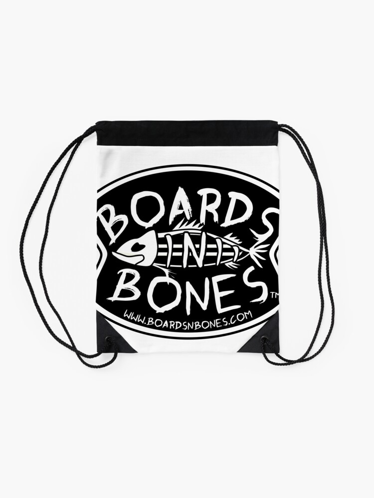 Alternate view of BoardsNBones - Black Logo Drawstring Bag