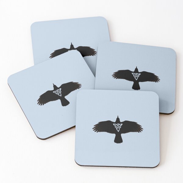 Item preview, Celtic Raven in Flight on grey designed and sold by ingridthecrafty.