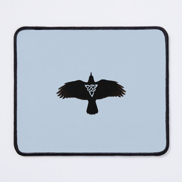 Item preview, Celtic Raven in Flight on grey designed and sold by ingridthecrafty.