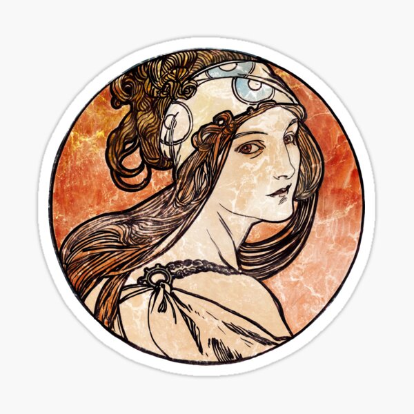 Angelic Art Nouveau Girl Sticker