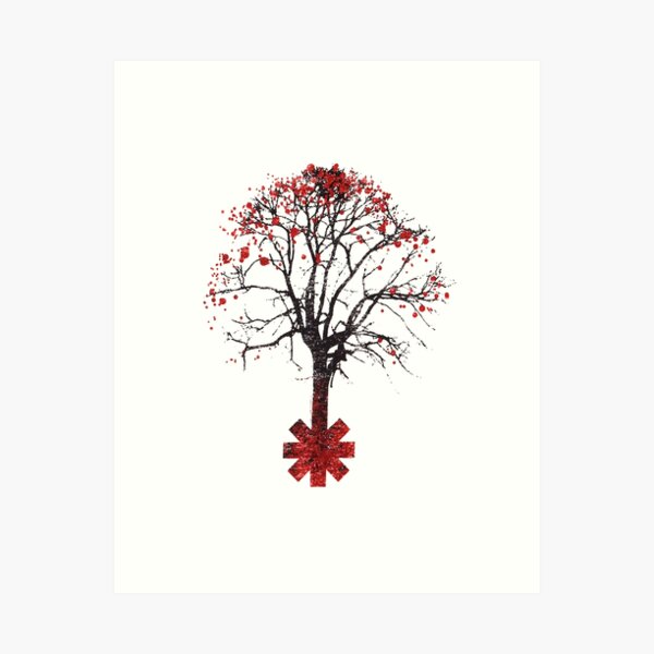 VINTAGE CHILLI RED WHITE BLACK Art Print