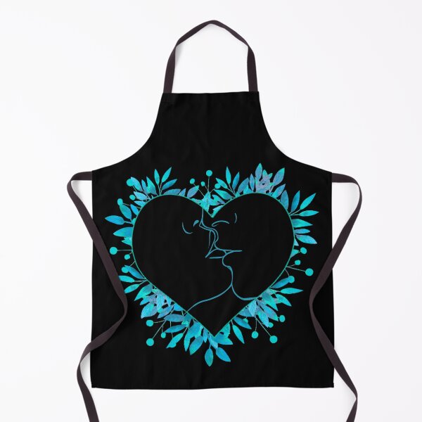 Item preview, Blue Kisses... An outline of a kissing couple inside a blue leaf heart for Valentines  designed and sold by Wonder & Whimsy.