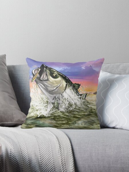 Vista previa del artículo con la obra «Lubina rayada Good Day Fishing», diseñado y vendido por Mary Tracy.