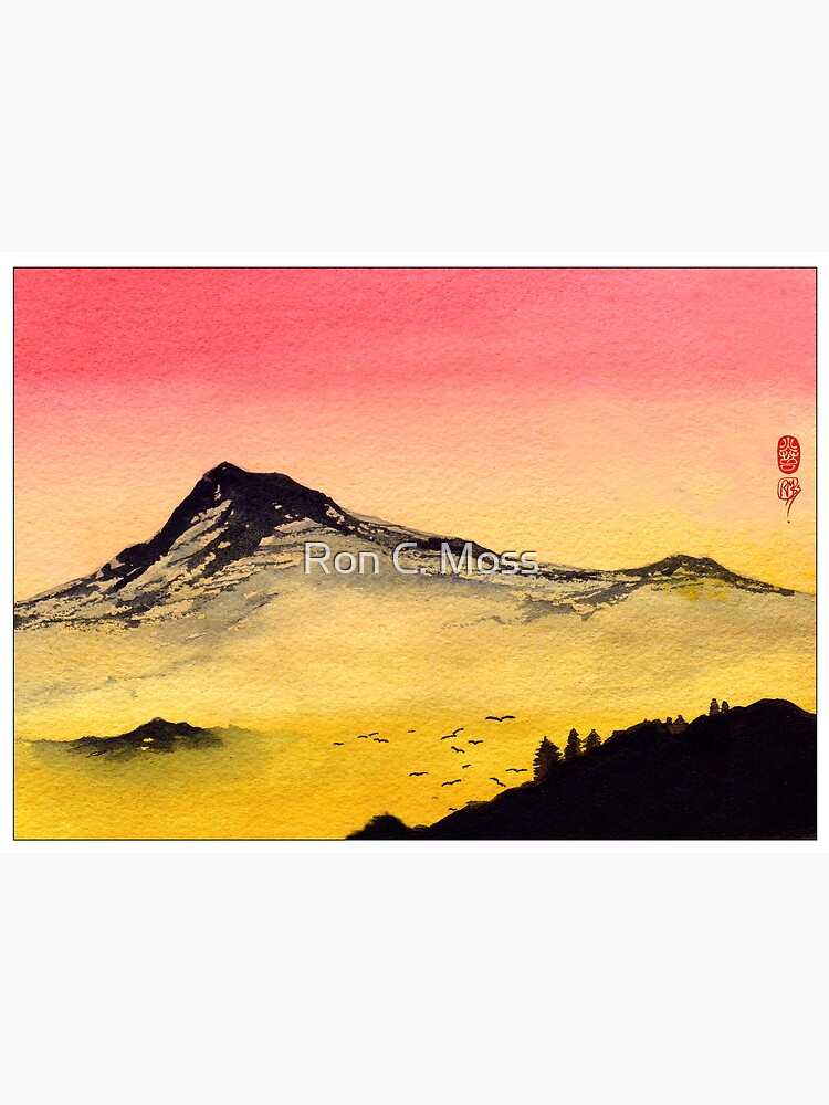 Thumbnail 2 of 2, Greeting Card, Red Sky Mountain designed and sold by ronmoss.