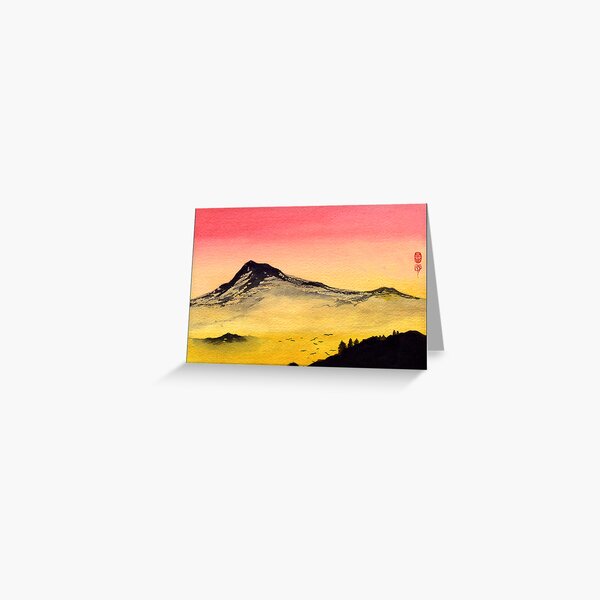 Red Sky Mountain Greeting Card