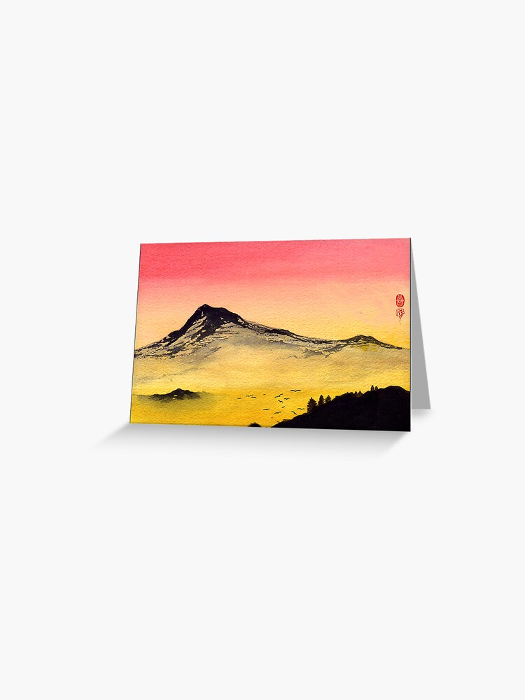 Thumbnail 1 of 2, Greeting Card, Red Sky Mountain designed and sold by ronmoss.