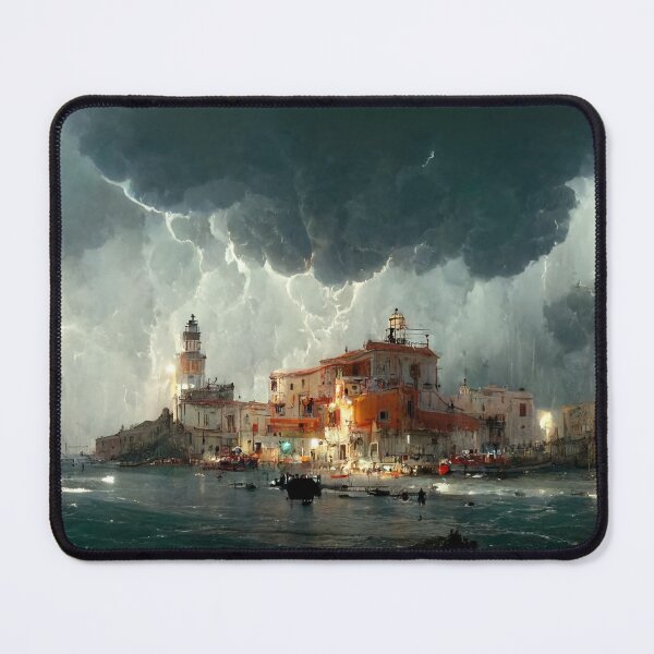 Item preview, Stormclouds over a Coastal City Digital Painting designed and sold by RadicalWombat.