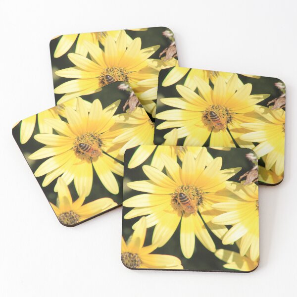 Item preview, Honey Bee collecting pollen from a Bright Yellow Daisy designed and sold by Marilyn Harris.