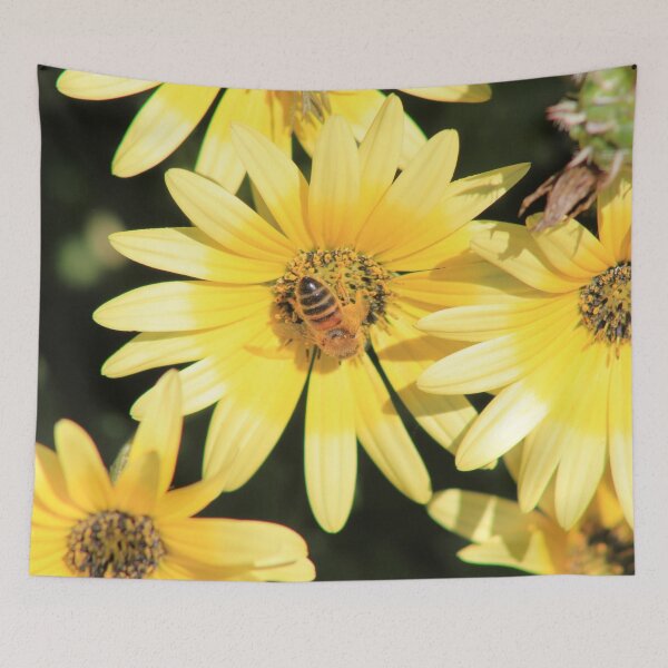 Item preview, Honey Bee collecting pollen from a Bright Yellow Daisy designed and sold by Marilyn Harris.