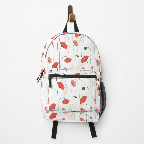 Item preview, Red Poppies Floral Pattern on White Background designed and sold by ElishaKayne.