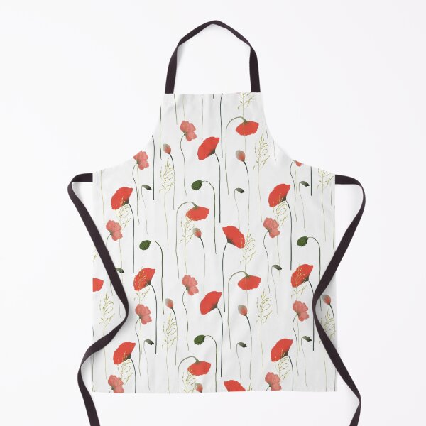Item preview, Red Poppies Floral Pattern on White Background designed and sold by ElishaKayne.