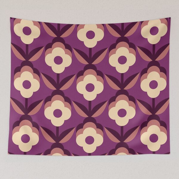 Item preview, Burgundy Retro Funky Flowers designed and sold by Carolina Diaz.