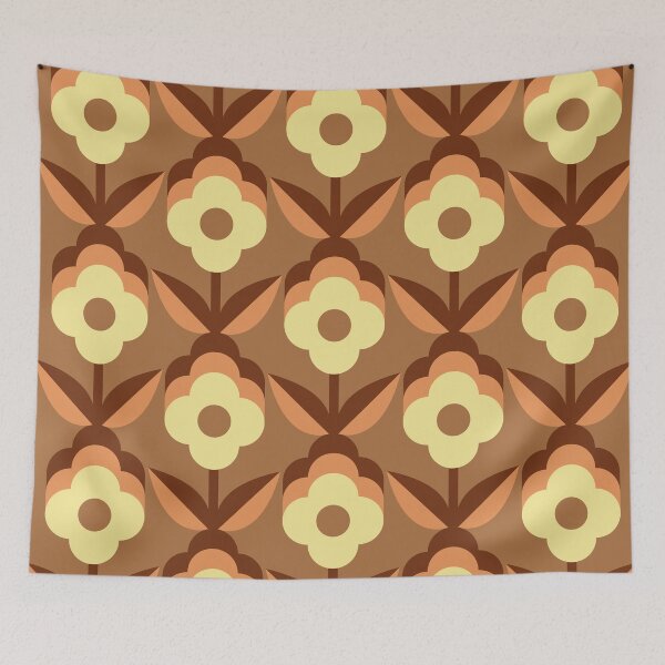 Item preview, Brown Retro Funky Flowers designed and sold by Carolina Diaz.