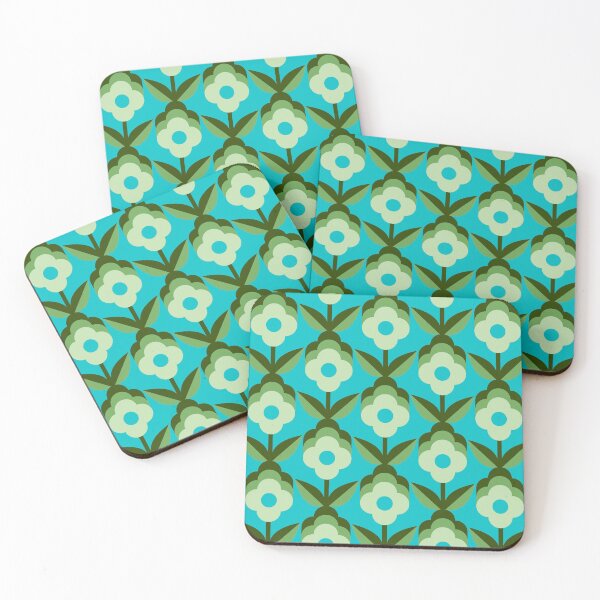 Item preview, Blue Retro Funky Flowers designed and sold by Carolina Diaz.