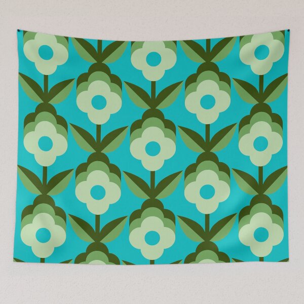 Item preview, Blue Retro Funky Flowers designed and sold by Carolina Diaz.