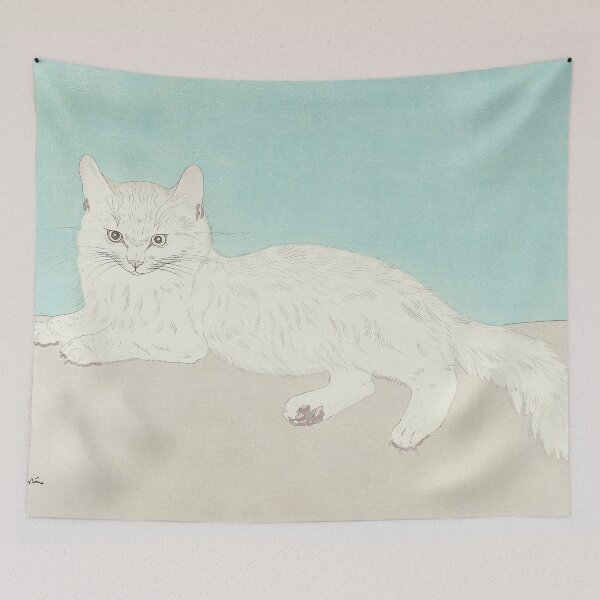 Item preview, White Cat Art, Vintage Art designed and sold by vintagevivian.
