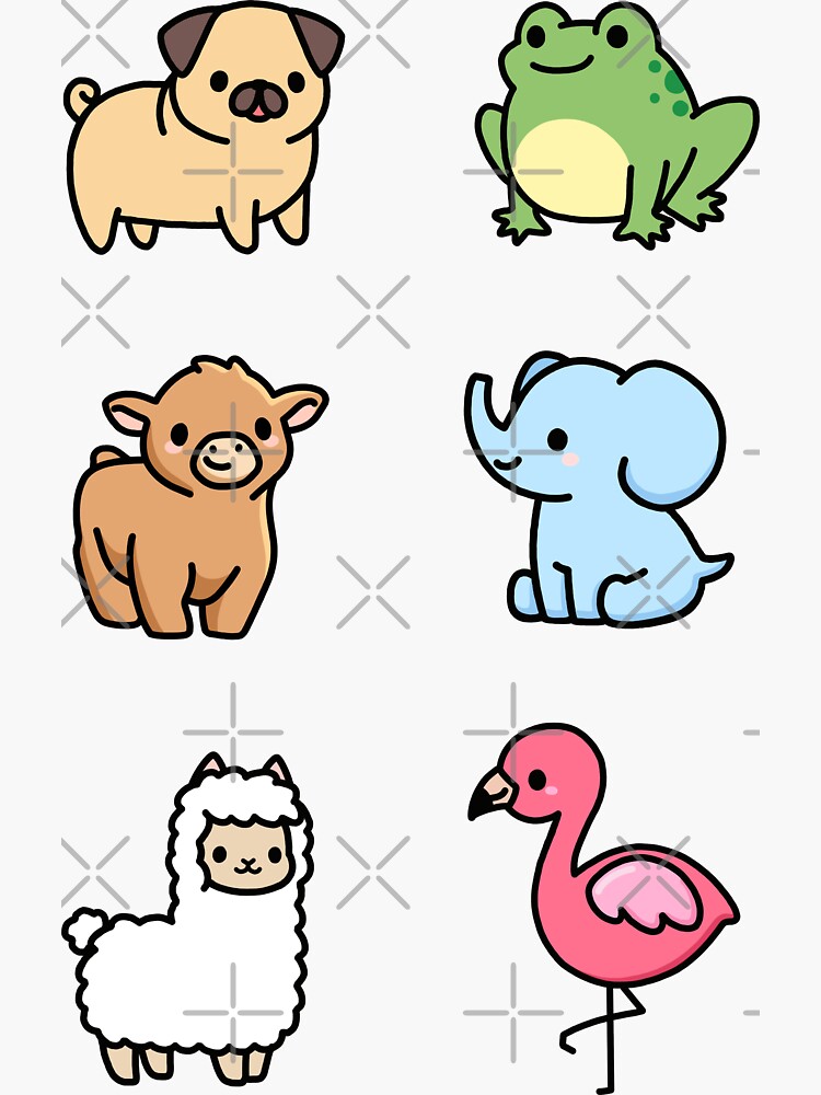 Cute Animal Sticker Pack 4 Sticker for Sale by littlemandyart