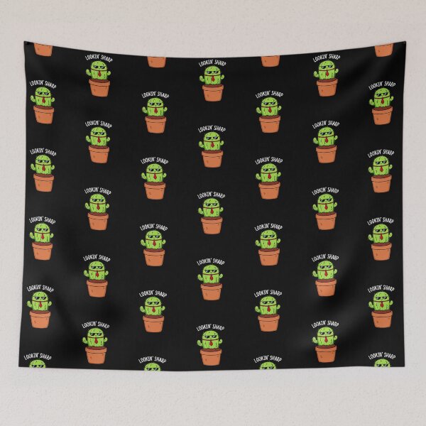 Item preview, Looking Sharp Funny Cactus Puns (Dark BG) designed and sold by punnybone.