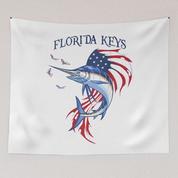 Item preview, Us Flag Patriotic Sailfish And Marlin Florida Keys designed and sold by MikamPisung.