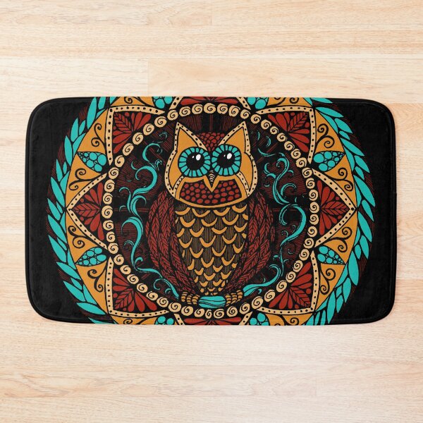 Item preview, Owl Magic Mandala Turquoise Red and Gold designed and sold by heartsake.