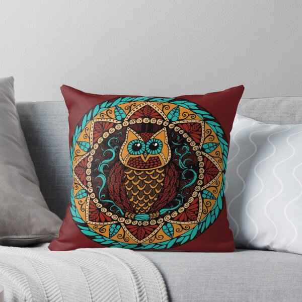 Item preview, Owl Magic Mandala Turquoise Red and Gold designed and sold by heartsake.
