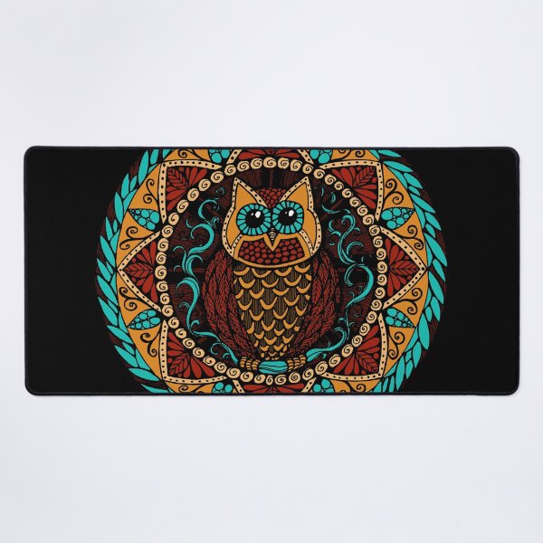 Item preview, Owl Magic Mandala Turquoise Red and Gold designed and sold by heartsake.