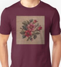Rose Needlepoint against Taupe Unisex T-Shirt