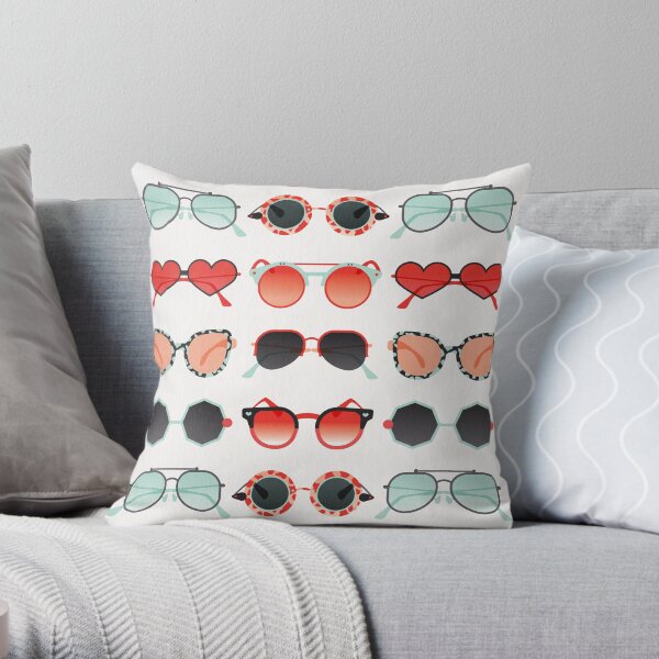 Sunglasses Collection – Red & Mint Palette Throw Pillow