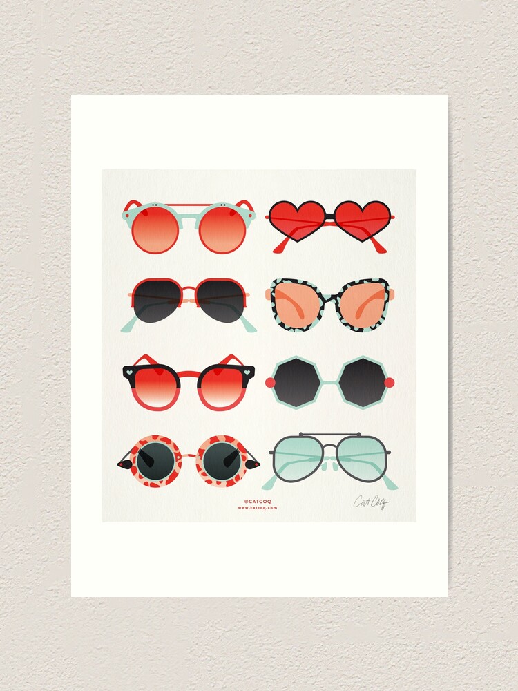 Alternate view of Sunglasses Collection – Red & Mint Palette Art Print