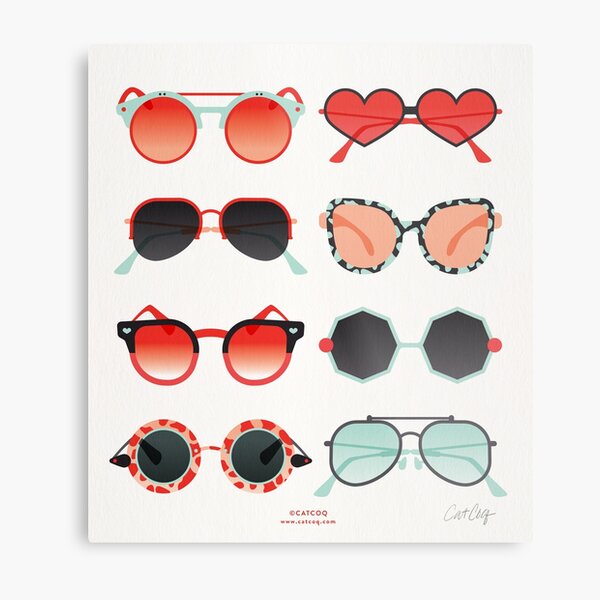 Sunglasses Collection – Red & Mint Palette Metal Print