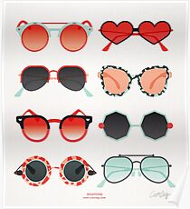Sonnenbrille Kollektion - Red & Mint Palette Poster