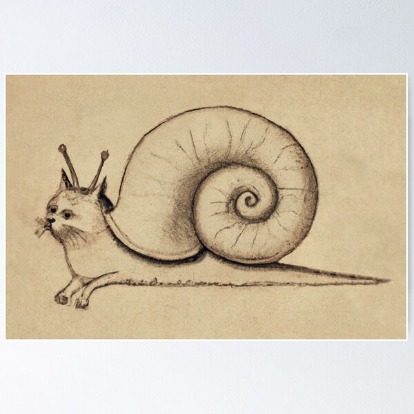Vista previa del artículo con la obra «Gato caracol de estilo medieval», diseñado y vendido por DotorEaon.