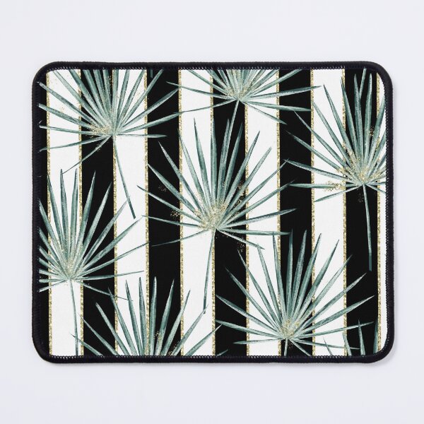 Item preview, Palm leaves on black and white stripes glittered designed and sold by Elena Ivan - Papadopoulou.