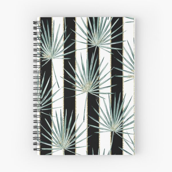 Item preview, Palm leaves on black and white stripes glittered designed and sold by Elena Ivan - Papadopoulou.