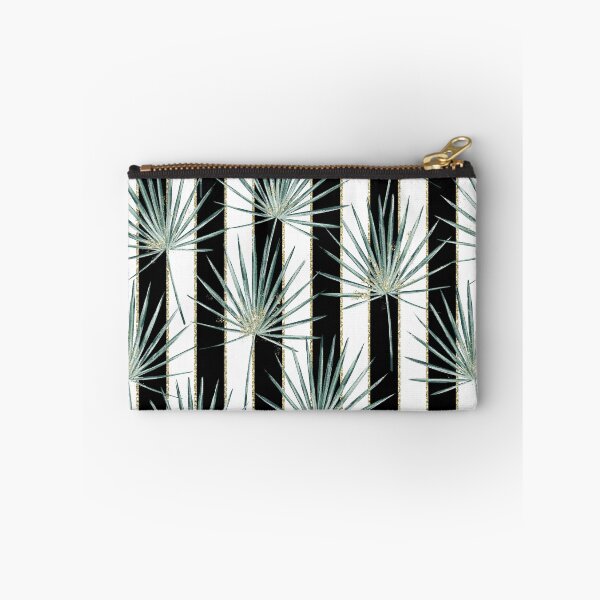 Item preview, Palm leaves on black and white stripes glittered designed and sold by Elena Ivan - Papadopoulou.