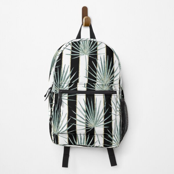 Item preview, Palm leaves on black and white stripes glittered designed and sold by Elena Ivan - Papadopoulou.