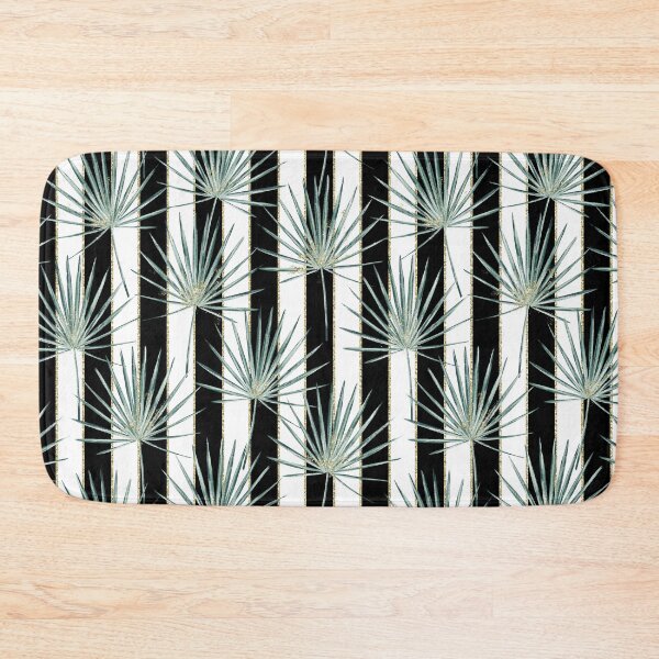 Item preview, Palm leaves on black and white stripes glittered designed and sold by Elena Ivan - Papadopoulou.