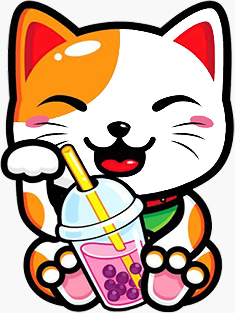 Cat Boba Tea Bubble Tea Anime Kawaii Sticker For Sale By