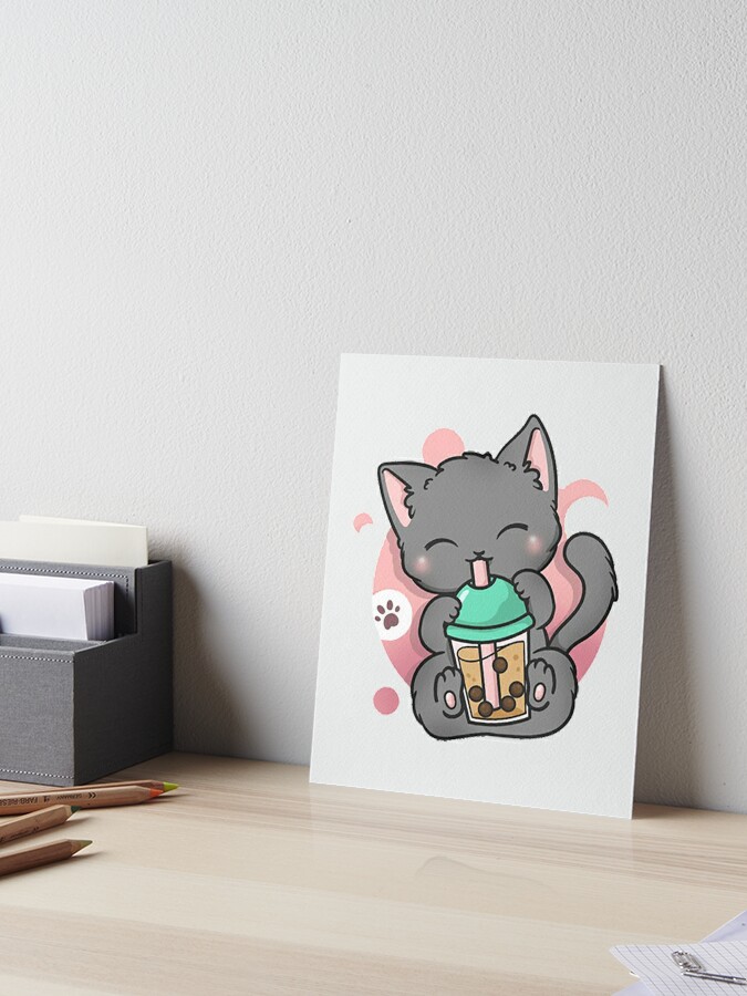 Kawaii Japanese Anime Cat Bubble Tea - Neko Kitty Drawing by DNT Prints -  Pixels