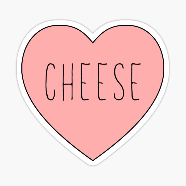 I Love Cheese Pink Heart  | Yellow Variant Sticker