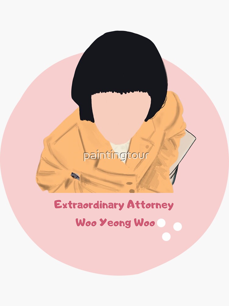 " extraordinary attorney Woo Yong Woo pink background" Sticker for Sale