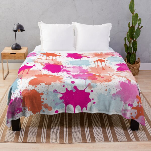 Aperçu de l'œuvre Éclaboussures de peinture modernes abstraites orange rose bleu créée et vendue par idovedesign.