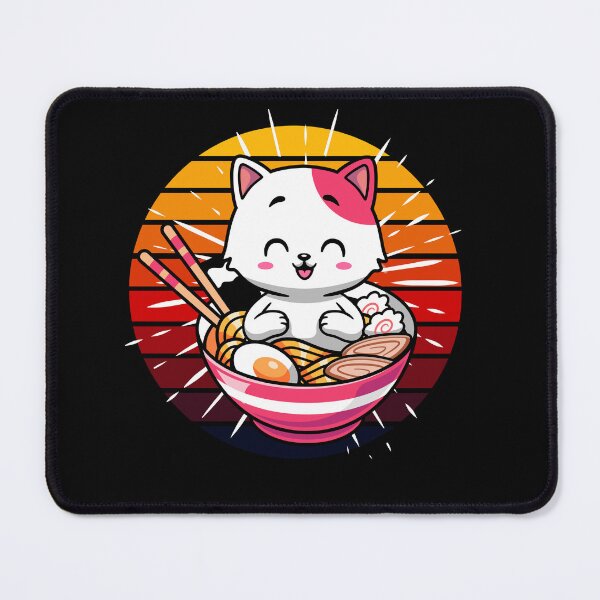 Item preview, Funny Cute Cats eats Noodles Ramen Kawaii Anime Japanese designed and sold by Mac Store.