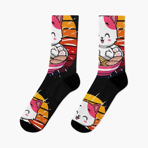 Item preview, Funny Cute Cats eats Noodles Ramen Kawaii Anime Japanese designed and sold by Mac Store.