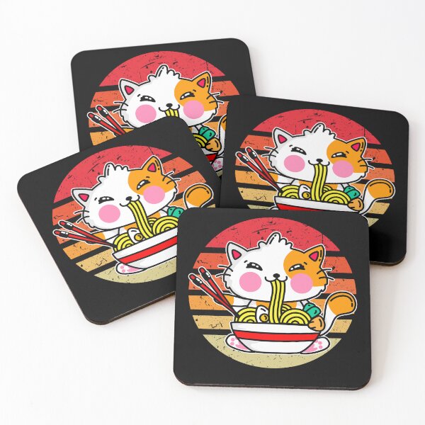 Item preview, Funny Cute Cats eats Noodles Ramen Kawaii Anime Japanese designed and sold by Mac Store.