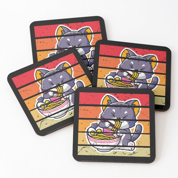 Item preview, Funny Cute Cats eats Noodles Ramen Kawaii Anime Japanese designed and sold by Mac Store.