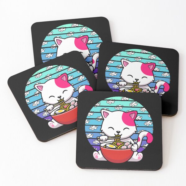 Item preview, Funny Cute Cats eats Noodles Ramen Kawaii Anime Japanese designed and sold by Mac Store.