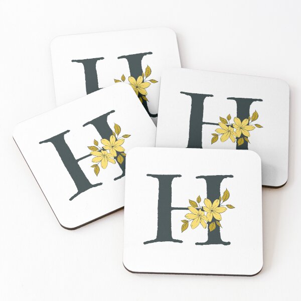 Item preview, Yellow floral H monogram designed and sold by Coffee Lifestyle.